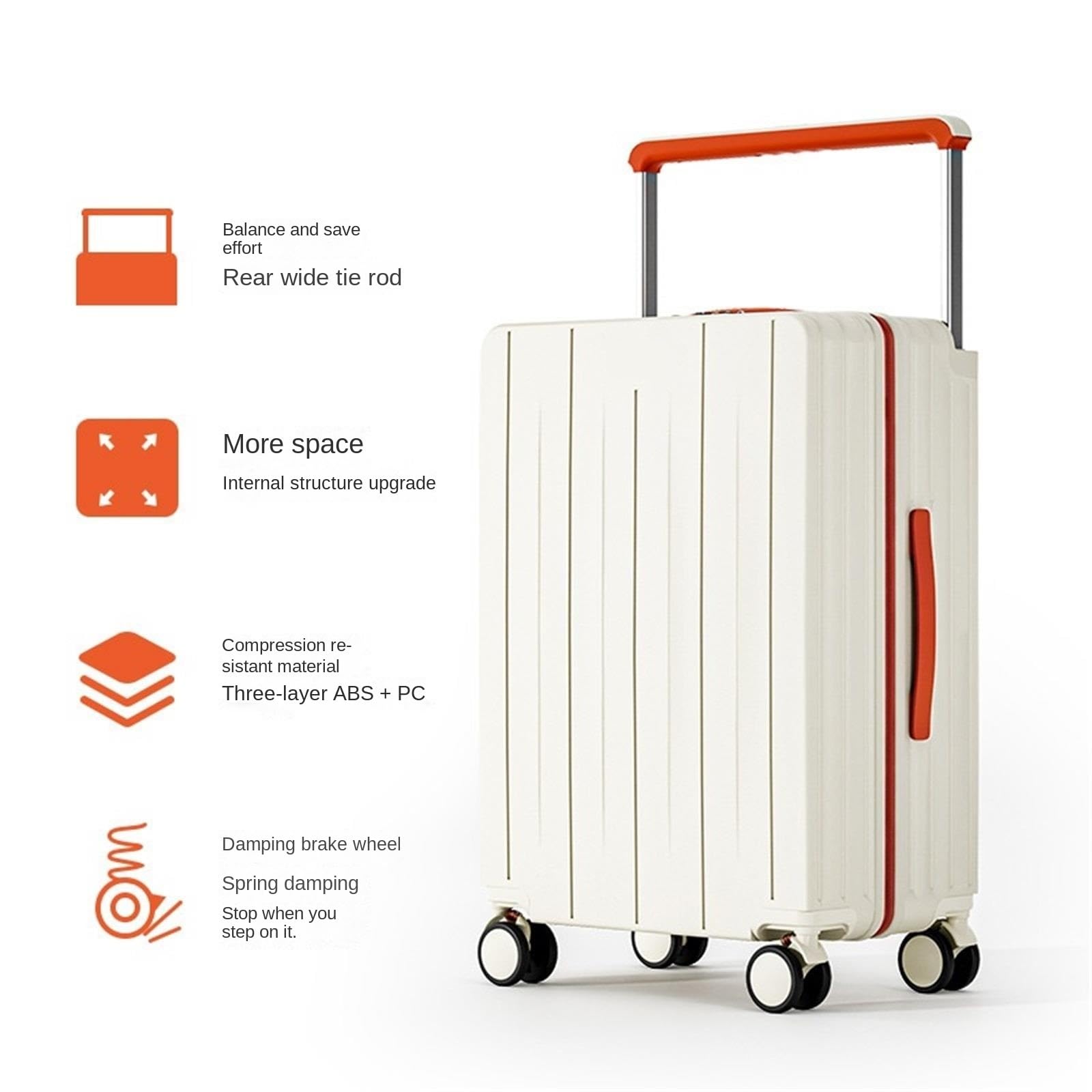 Valigia Valigia Trolley Larga da Viaggio Multifunzionale con Password Valige Bagaglio Mano(Black,20inch)