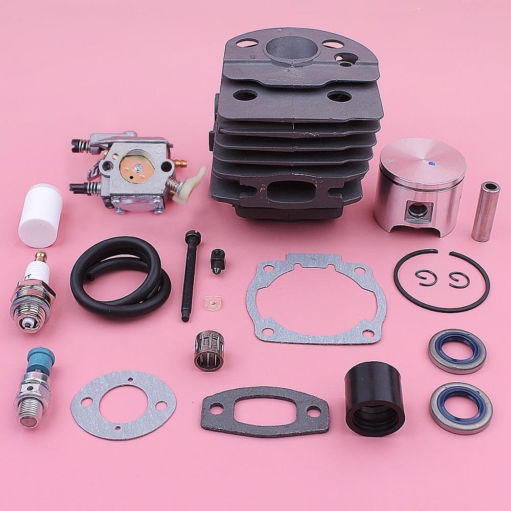 Carburador de pistón de Cilindro, for Husqvarna 55 51, válvula de descompresión, Tubo de Entrada, Sello de Aceite, Kit de línea de Combustible 503609171 505275719 Pistón de Cilindro de jardín