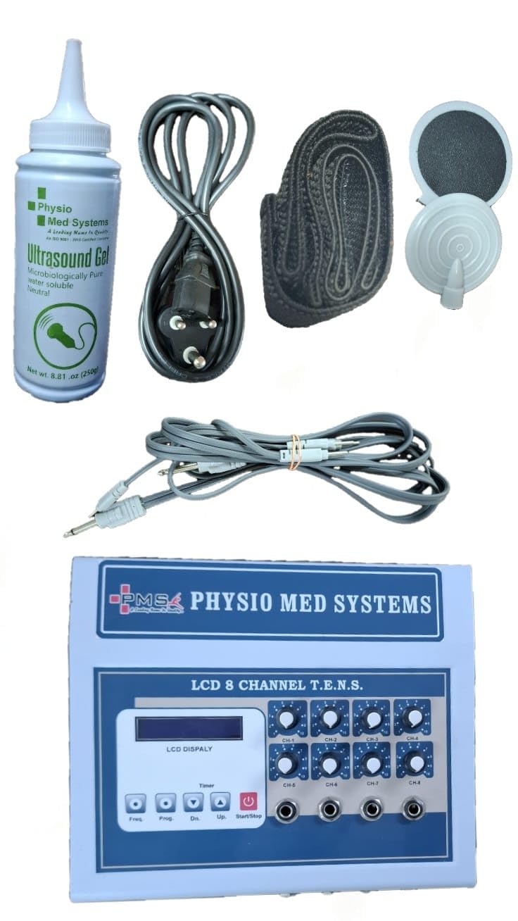 PHYSIO MED SYSTEMS Digital LCD 8 Channel Tens Machine for Physiotherapy Equipment for Pain Relief Management Electrotherapy Device with 1 Year warranty