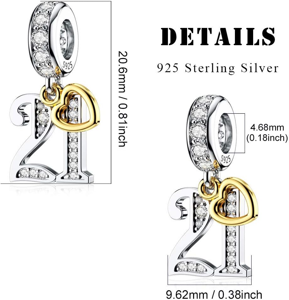 DALARAN Birthday Number 21st 30th 40th 50th Celebration Letter Charm for Bracelets Present for Women Wife Sister Friends - Image 6
