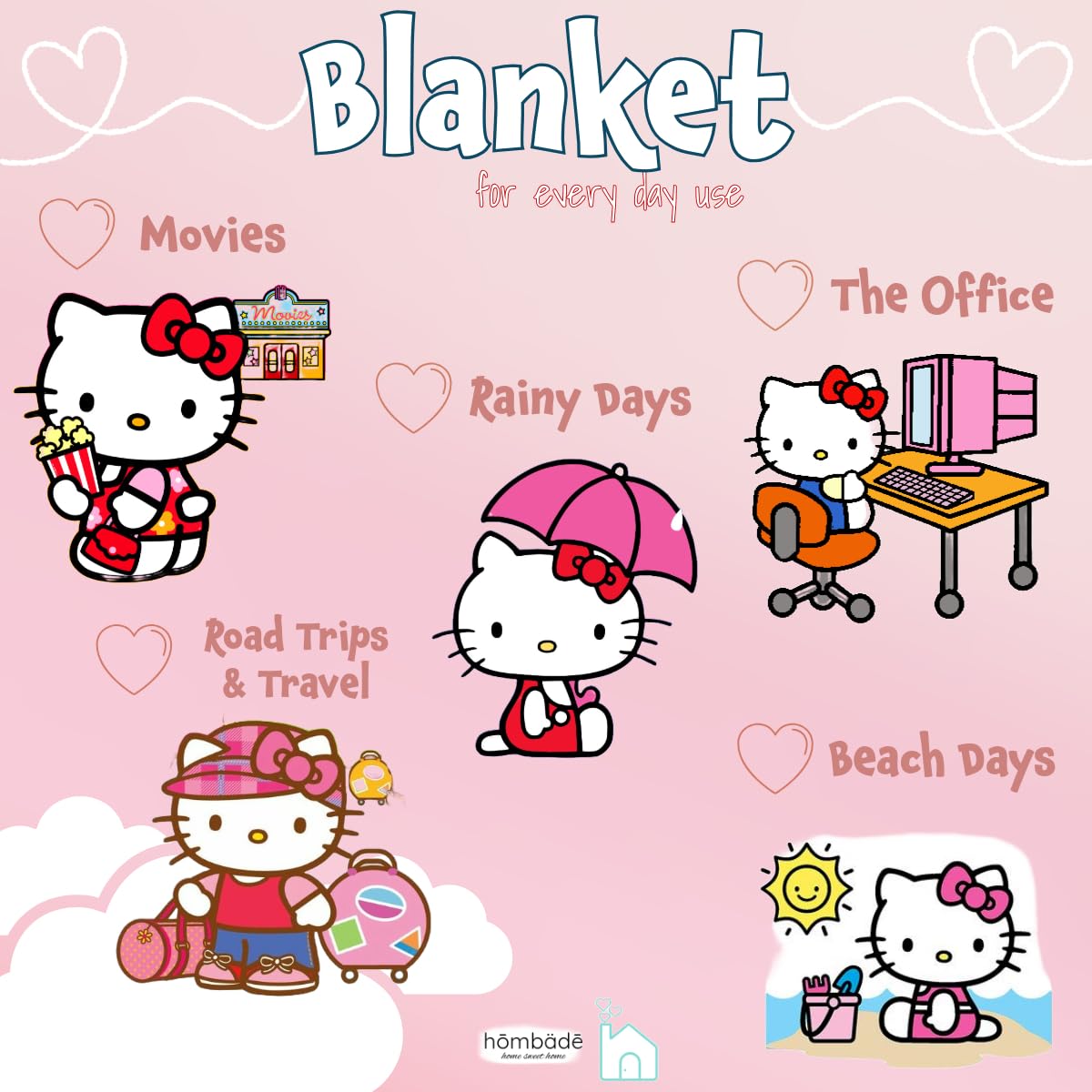 Amazon｜hombäde かわいいキティ ぬいぐるみ ブランケット