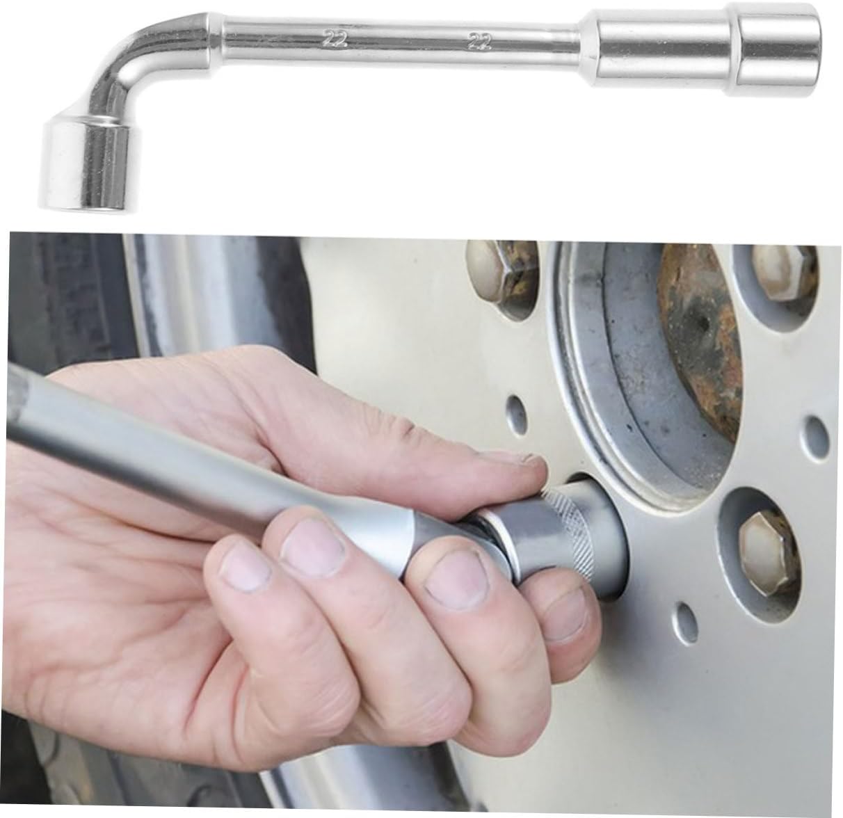 Cabilock 21mm L-shaped Socket Wrench Tire Repair Tool Automotive Socket Spanner Spare Tire Lug Wrench for Car and Motorcycle Wheel Alignment
