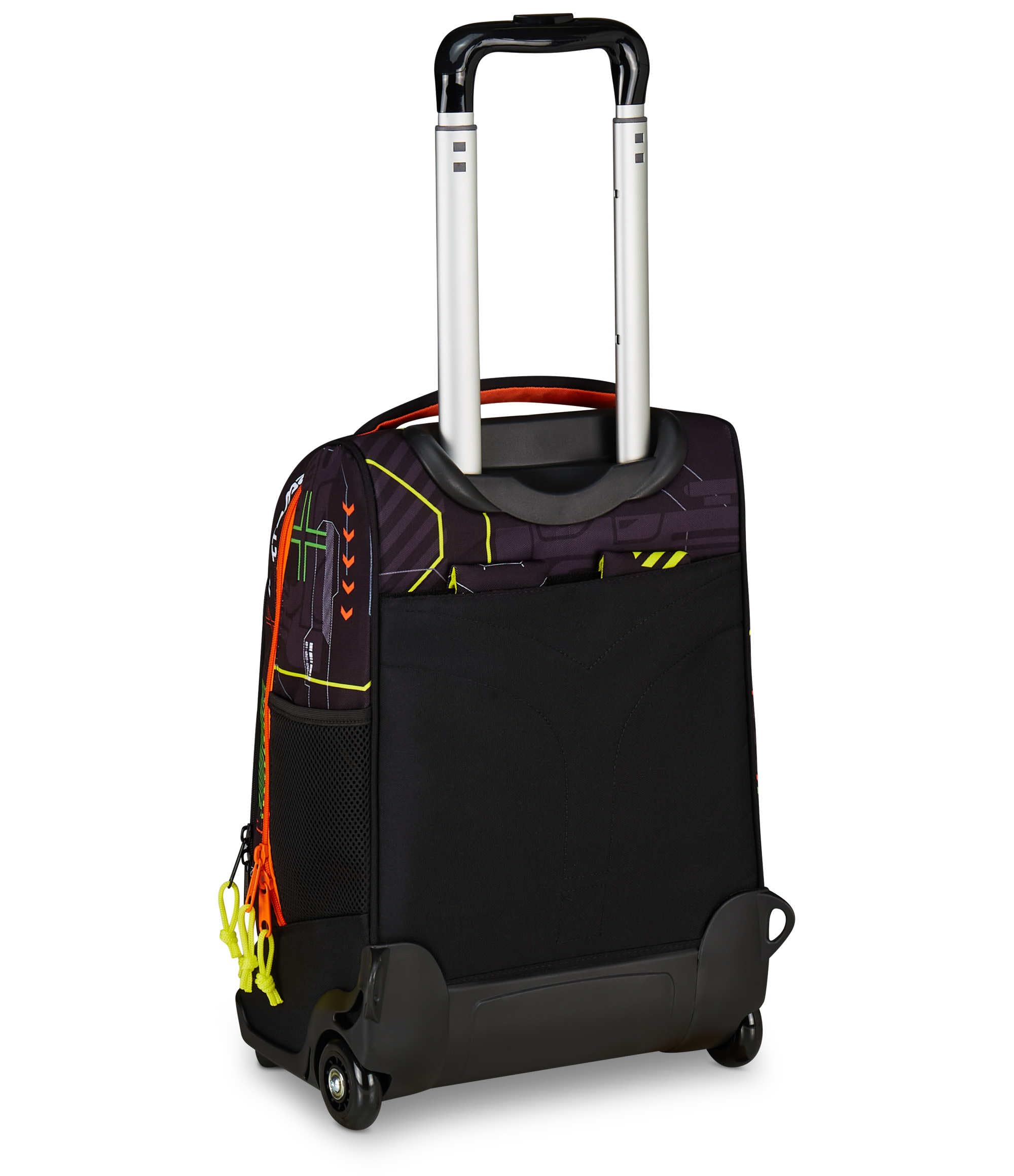 Mitama Trolley DR Scuola FLUO BATTLE, Nero - Arancione, 34 Lt, Tasche multifunzione, Spallacci uso zaino, Per bambini e ragazzi,scuola elementare e media, Tempo libero e viaggi