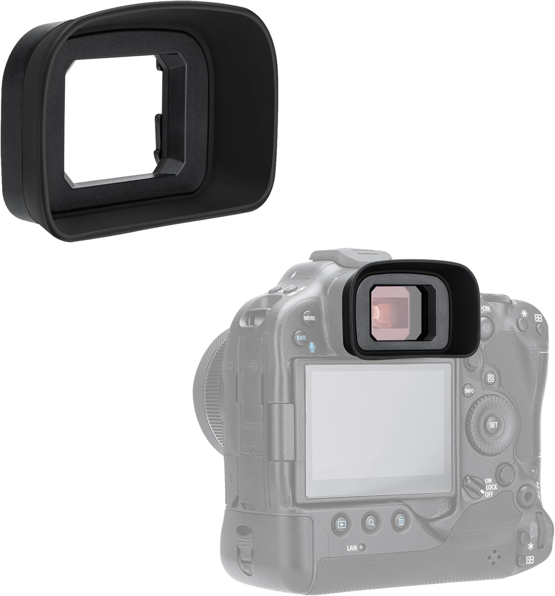 EOS R3 Eye Cup Eyecup Eyepiece, Extended Long Soft Eyecup Eyepiece Viewfinder for Canon R3 Mirrorless Camera, Replaces Canon ER-H/ER-HE Eyecup, Soft Silicone Material, Comfortable for Eyeglass Wearers