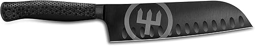 Vista 2 de Wüsthof Performer - Cuchillo Santoku de borde hueco de 7 pulgadas, color negro