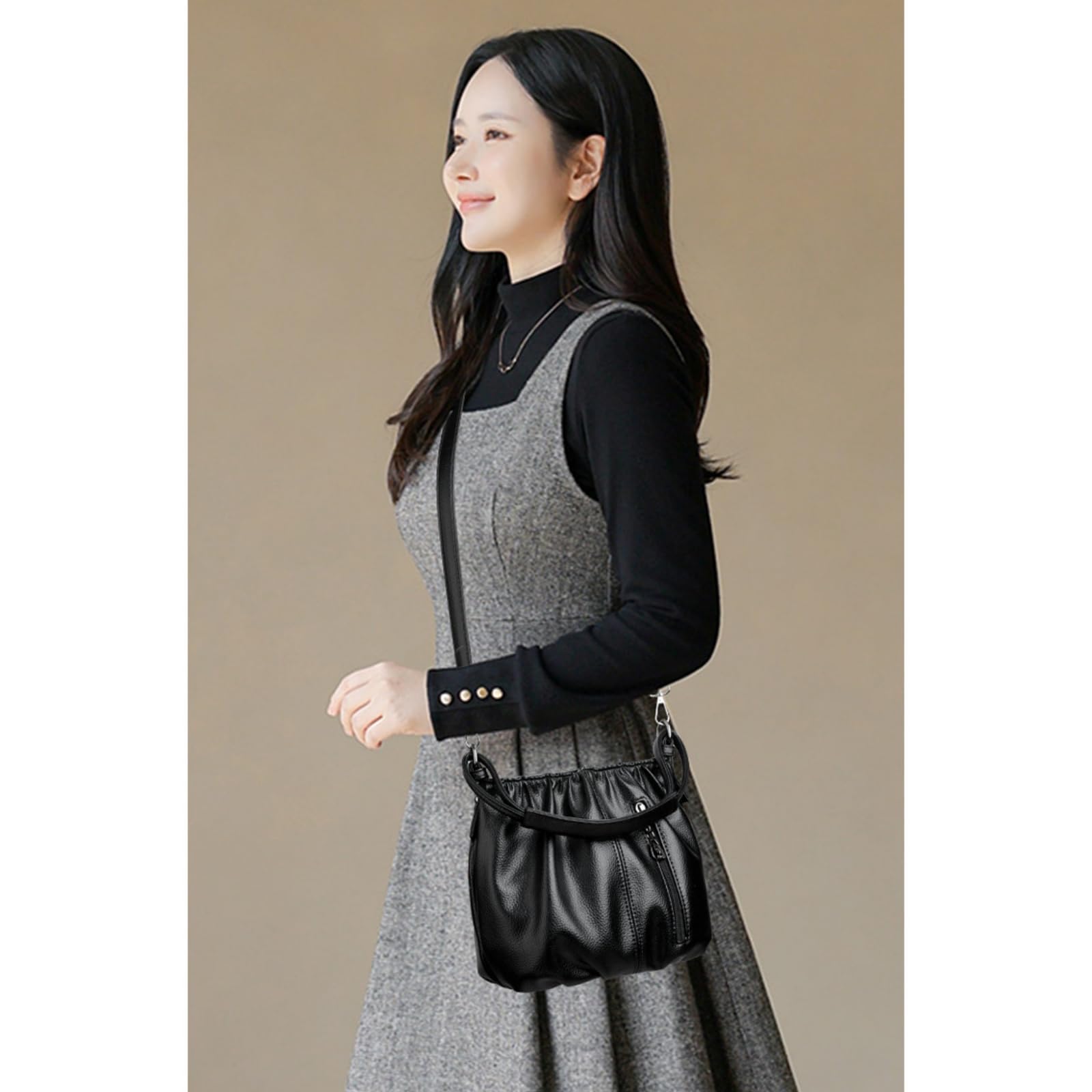 Borsa Elegante da Donna A Tracolla Versatile per Le Gite-Nero