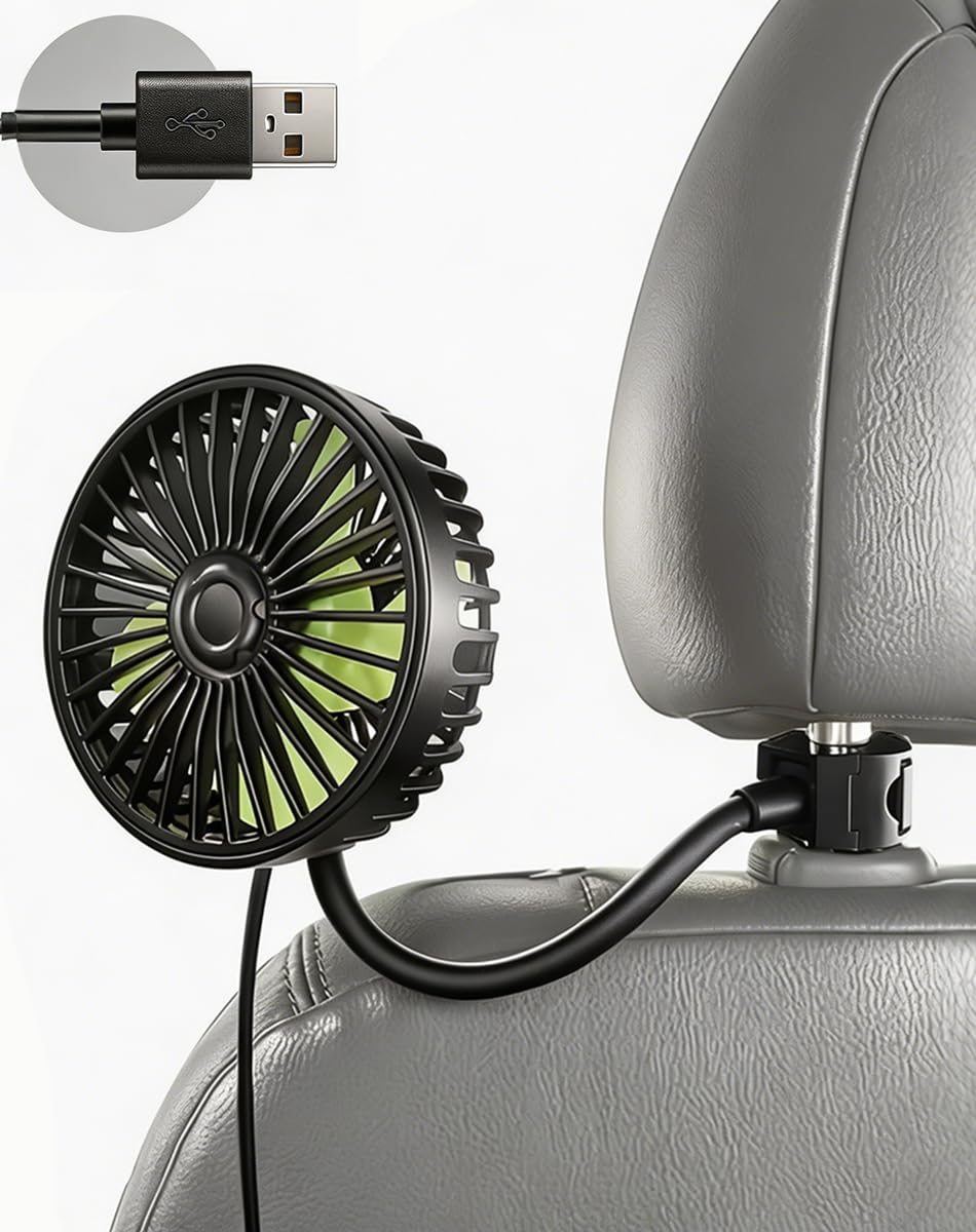 Ventilateur USB voiture pour camping-car et trajets en vacances
