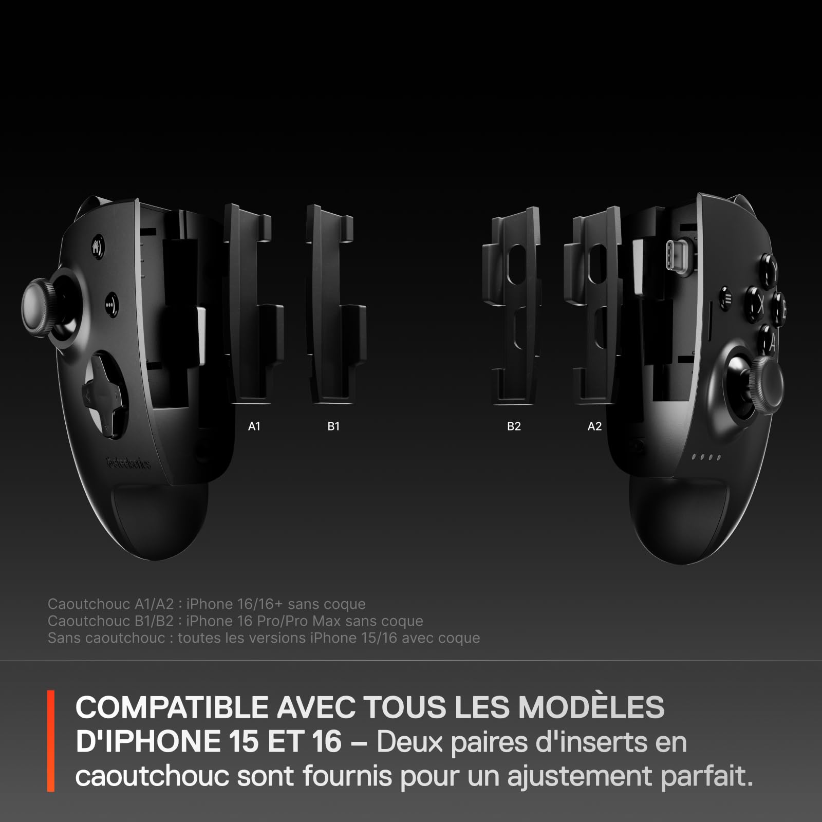 SteelSeries Manette de gaming Bluetooth sans fil Nimbus Cloud - Manette Cloud double mode - iPhone, iOS, iPad, Apple TV, Android, PC - Batterie 20h - Capteurs à effet Hall - Multi-ports USB-C
