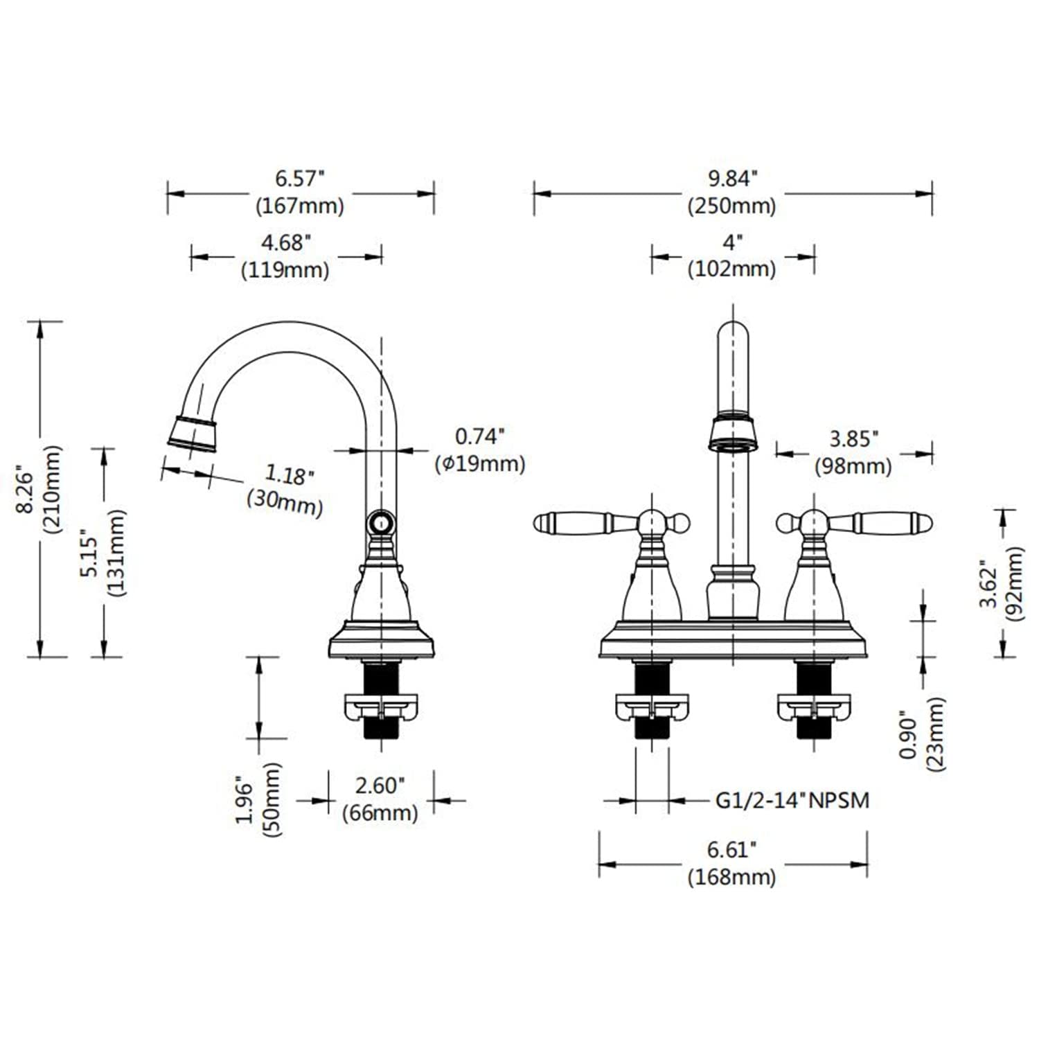 Derengge F-0048-MG Robinet De Salle De Bain à Deux Poignées, Robinet D