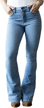 Kimes Ranch Womens Jennifer Ultra-High Rise Wide Flare Dark Wash Jeans