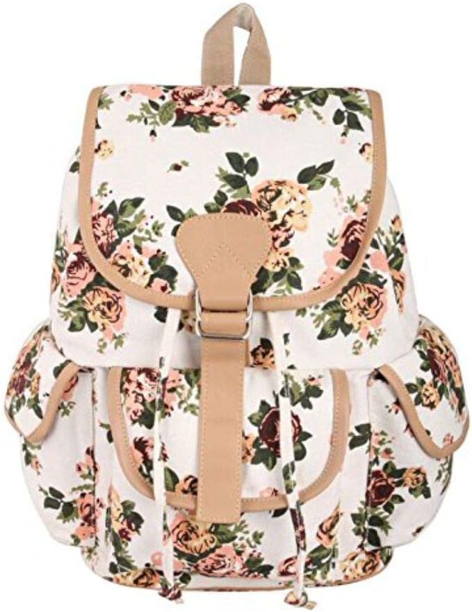 CRAFTS MY DREAM Women's Backpack Handbags (Cmd176, Beige Rose Print)