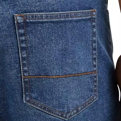 IZOD Men's Comfort Stretch Straight Fit Jeans (US, Waist Inseam, 38, 32, Regular, Regular, Dark Blue)4