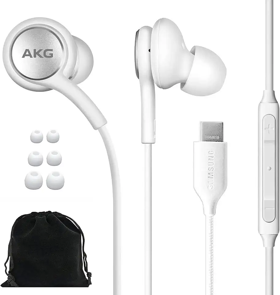 SAMSUNG AKG Fones de ouvido intra-auriculares originais USB tipo C com controle remoto e microfone para Galaxy S23 Ultra, A53 5G, S22, S21 FE, S20, Note 10, 10+, S10 Plus - Trançado - Inclui bolsa de