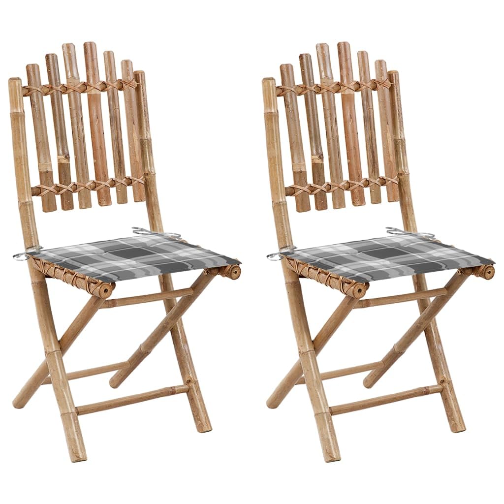 Chaise de jardin pliante en bambou gris lot de 2 sièges compacts anti-intempéries