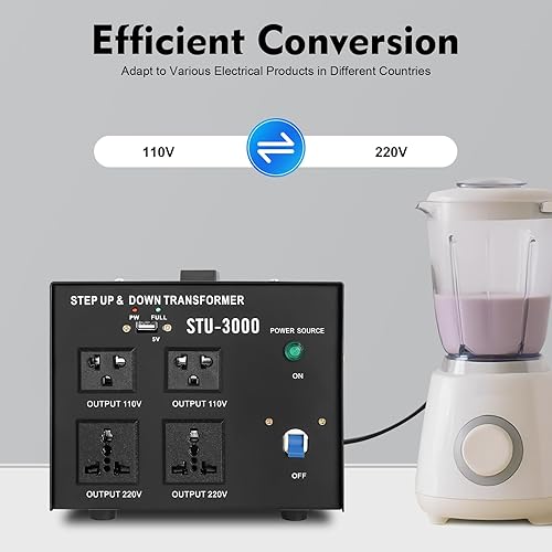 Miniatura 4 de Convertidor de voltaje de 3000 W Máquina transformadora Convertidores de potencia Cambiador de voltaje Enchufe de 3 clavijas Transformador de