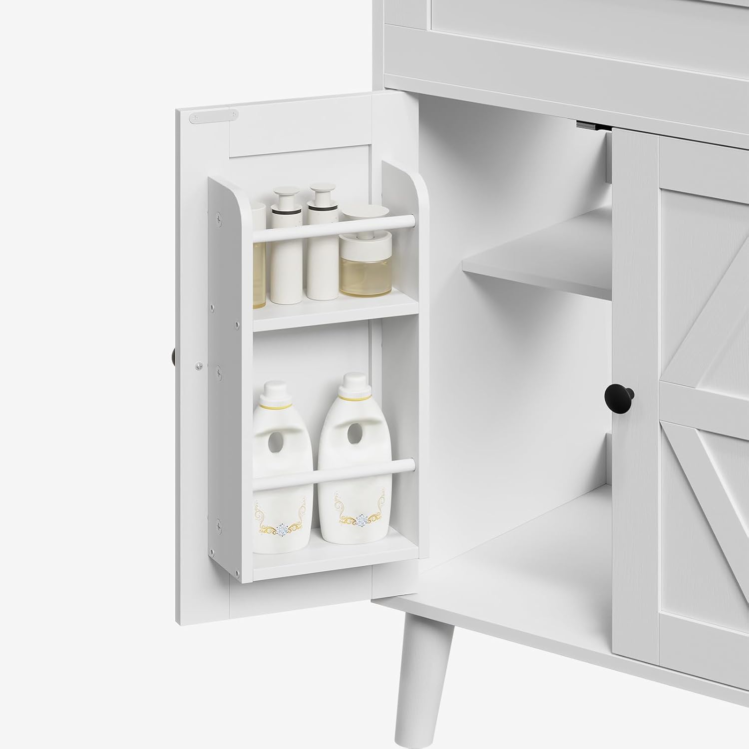 HOOBRO 24.2" Modern Bathroom Vanity with Sink, Farmhouse Bathroom Sink Cabinet with Ceramic Basin, Door Storage, 2 Doors & High-Leg Design, Easy Assembly, Drain Kit Not Included, White