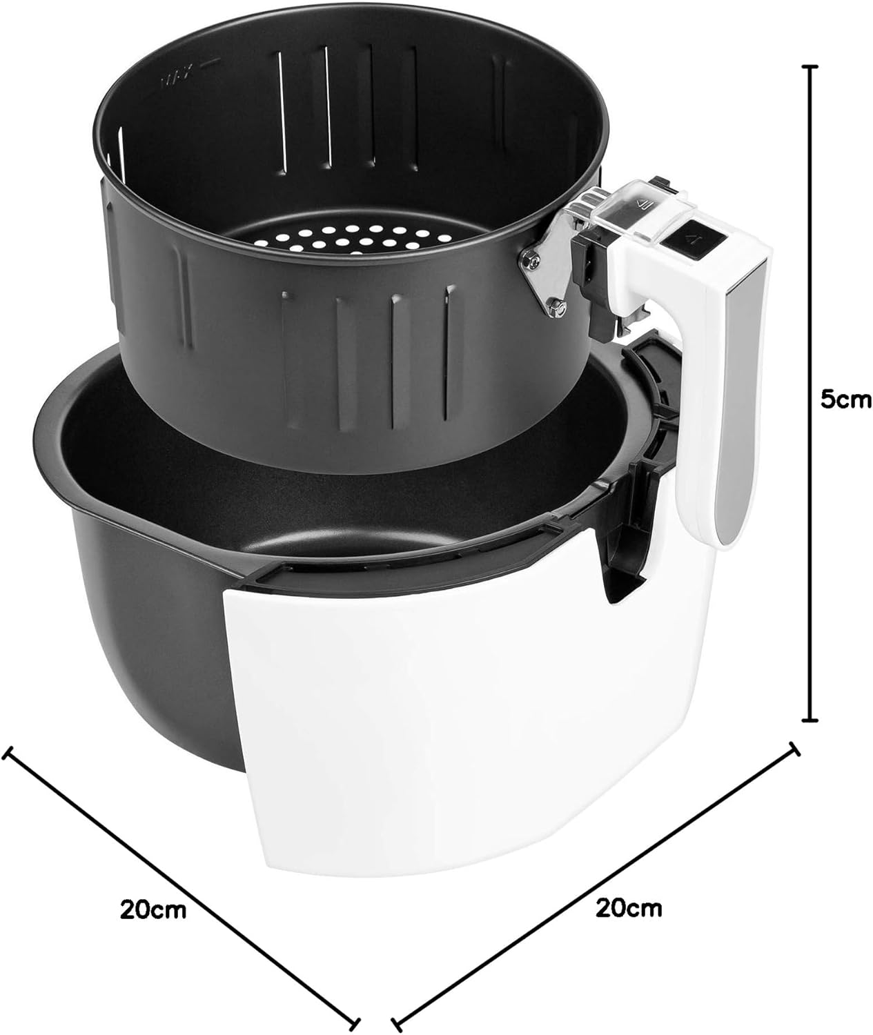teesa Friggitrice ad Aria Calda Air Fryer 3,2 L, 1400 W, 32 Litri, Acciaio Inossidabile, Bianco
