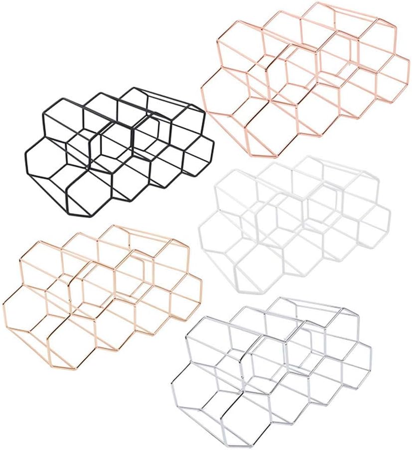 Modern Metal Honeycomb Wine Rack Wine Bottle Storage Beehive Tabletop Wine Rack Hexagon 7 Bottle Wine Holder Display