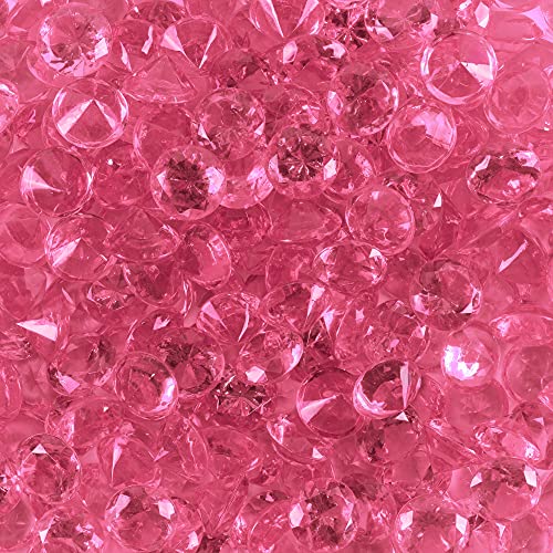 Super Z Outlet Acrylic Color Faux Round Diamond Crystals Treasure Gems For Table Scatters, Vase Fillers, Event, Wedding, Birthday Decoration Favor, Arts & Crafts (1 Pound, 240 Pieces) (Pink) #TOP3
