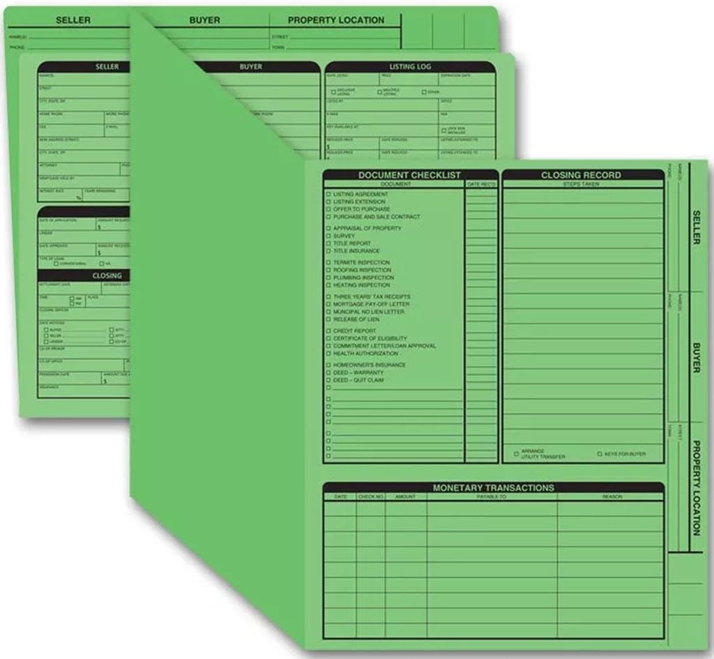 Real Estate Folder, Right Panel List, Letter Size, Green, 50 Folders