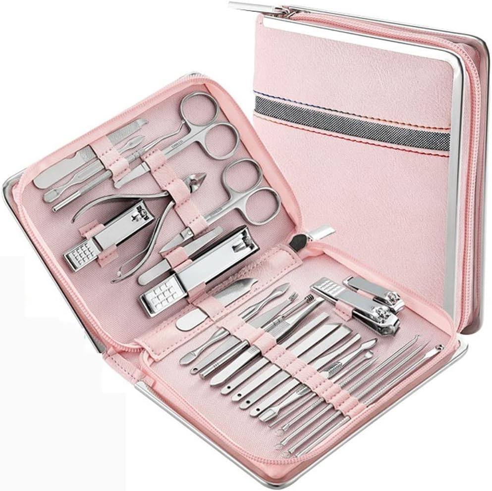 Stainless Steel Nail Clippers Manicure Set Cutter Scissor Cuticle Nipper Tools Travel Case Kit