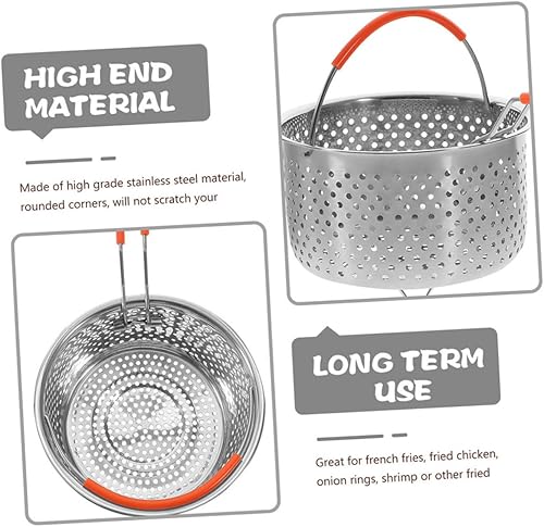 Miniatura 5 de Cesta de fritura de acero inoxidable colador de alimentos fritos colador de fideos con asa cesta de espagueti cesta de metal freír contenedores de