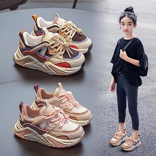 Chunky Sneakers for Toddler Kids Lace Up Sneakers Platform Comfortable Leather Casual Softy Sole Mesh Dad Shoes4