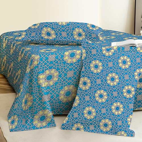 Image of Weave & Decor Super Soft Super Comfortable 144 TC 90x90 inches Printed Cotton Double Bed Bedsheet with Two Pillow Covers