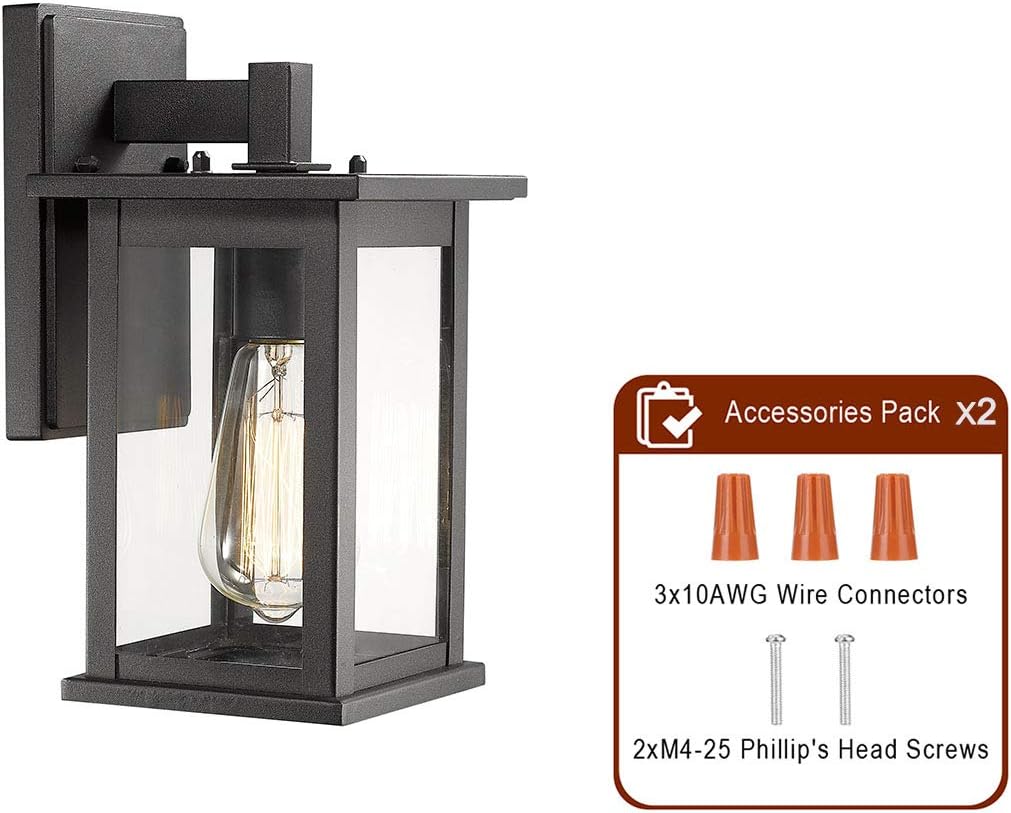 Super Cheap 🛒 Bestshared Outdoor Wall Scone, Outdoor Wall Mounted Light Indoor Single Light Exterior Wall Lantern with Clear Glass (Black, 2 Pack) New Product Bestshared Outdoor Wall Scone, Outdoor Wall Mounted Light Indoor Single Light Exterior Wall Lantern with Clear Glass (Black, 2 Pack)