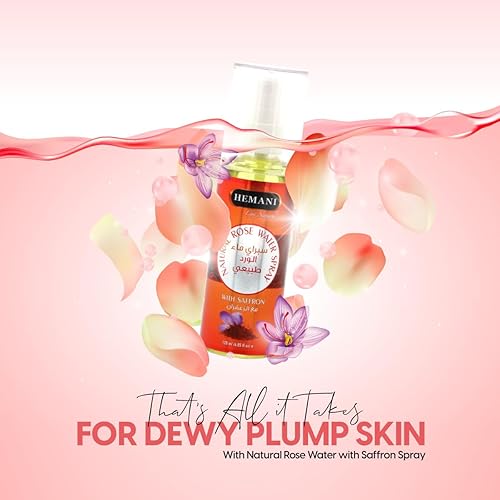 Miniatura 3 de Hemani Spray de agua de rosas con azafrán, refrescante niebla facial y tóner totalmente natural, 4.1 onzas líquidas