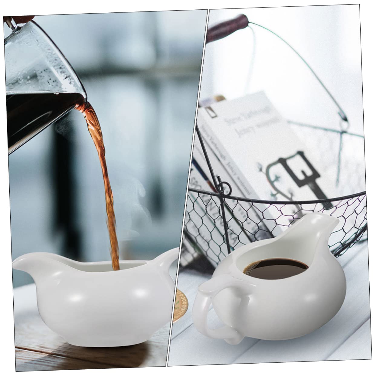 PRETYZOOM Latte Art Sauce Cup Ceramic Gravy Dispenser Sauce Pitcher for Restaurant Condiment