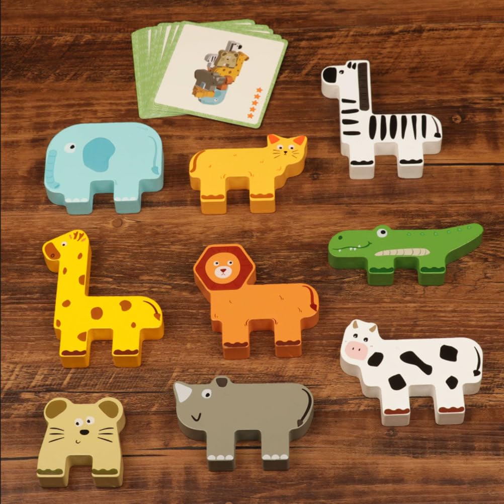 Juguete Bloques Madera Montessori Balance Apilamiento Animales