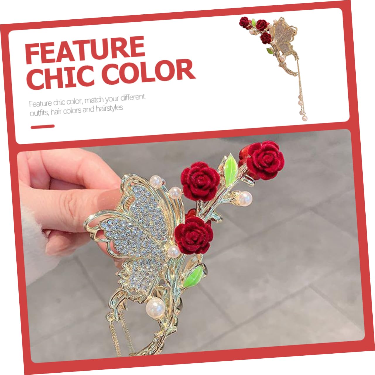 minkissy 4pezzi Fermaglio Per Forma Di Fiore Con Perle e Strass Clip Per Rosa Per Acconciature Eleganti e Pratiche Per Donne e Normali
