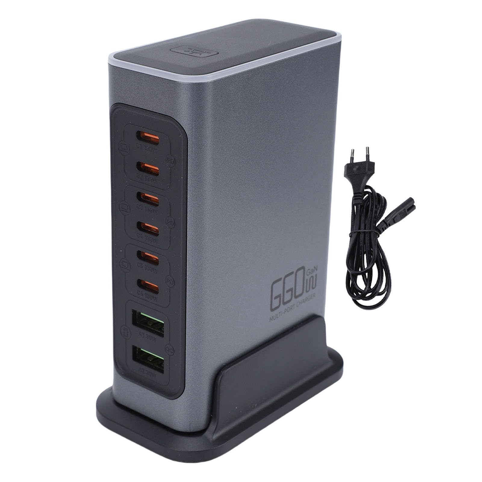 Bloc de Chargeur Rapide USB C, Station de Charge GaN à 8 Ports avec Charge Rapide PD3.0 QC3.0, pour Plusieurs Appareils, Téléphone, Ordinateur Portable, Voyage à Domicile (Prise UE)