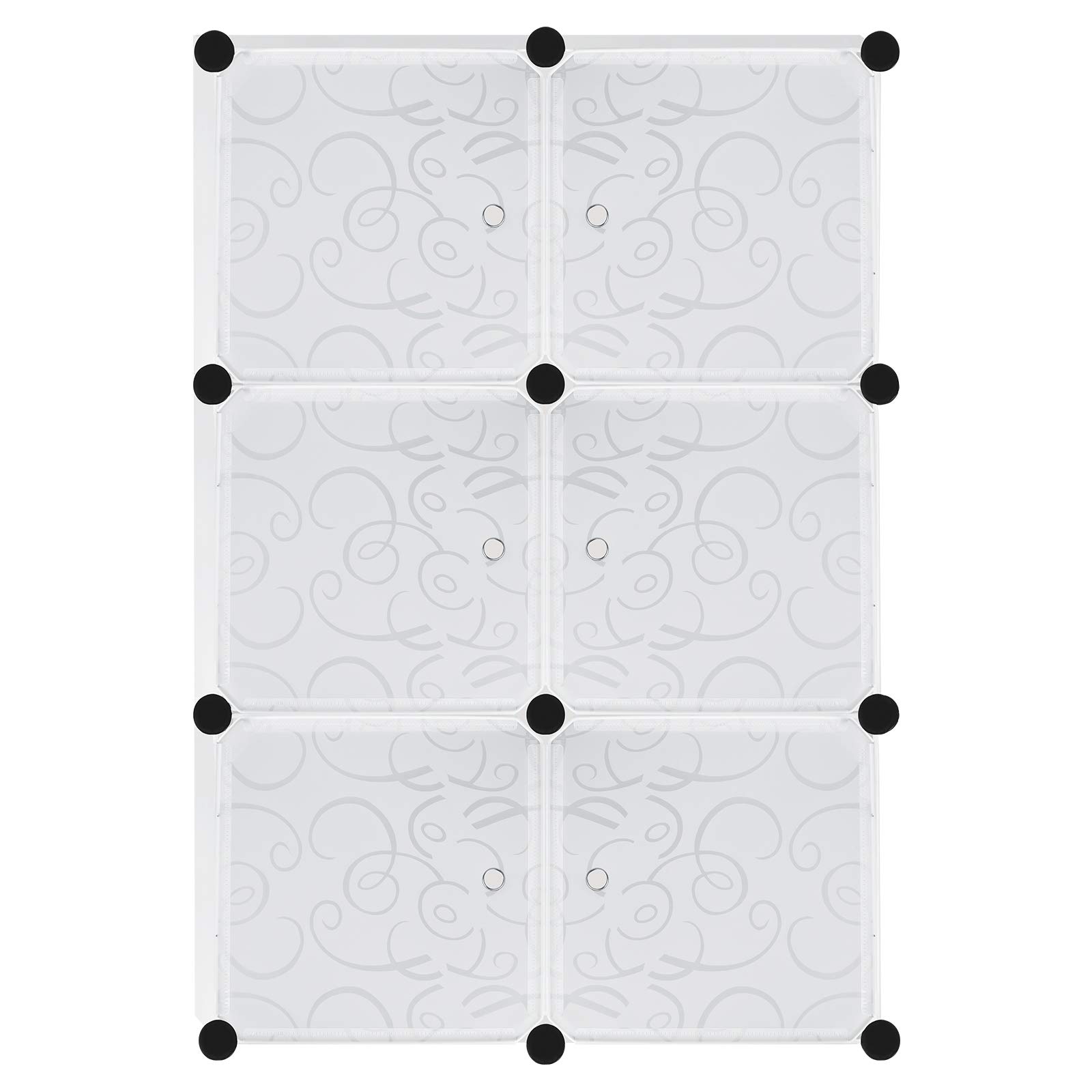 Yuenfong - Armadio organizer fai da te, sistema di scaffalature in plastica per vestiti, scarpe, giocattoli e libri, 6 scatole, colore bianco