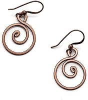 Pillar of Salt Studio Handcrafted Solid Copper Spiral Hoop Earrings - Antiqued Boho Vintage, Extra Small 3/4" Drop