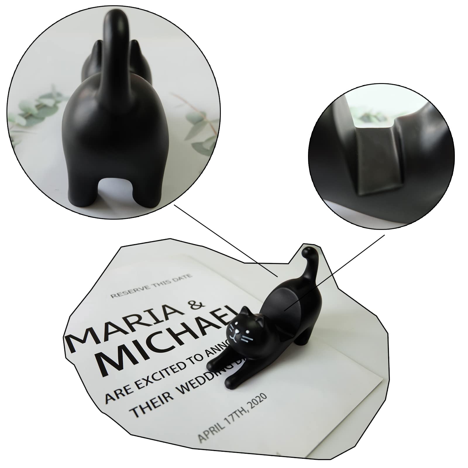 3 Supports Téléphone En Forme De Chat En Résine - Design Mignon, Stable - Décoration De Bureau - 5