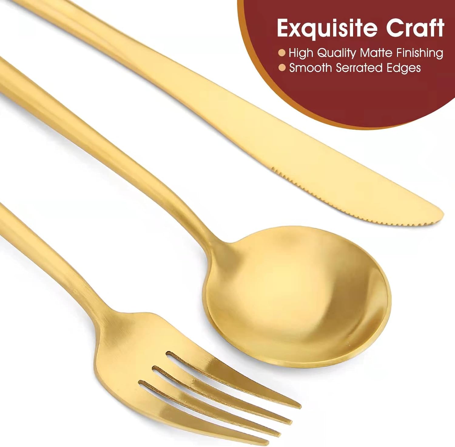 ❤ Crazy Deals Vanston Matte Gold Silverware Set, 20-Piece Stainless Steel Flatware Set,Satin Finish Cutlery,Elegant Utensils Service for 4, Heavy Duty Gift and Dishwasher Safe