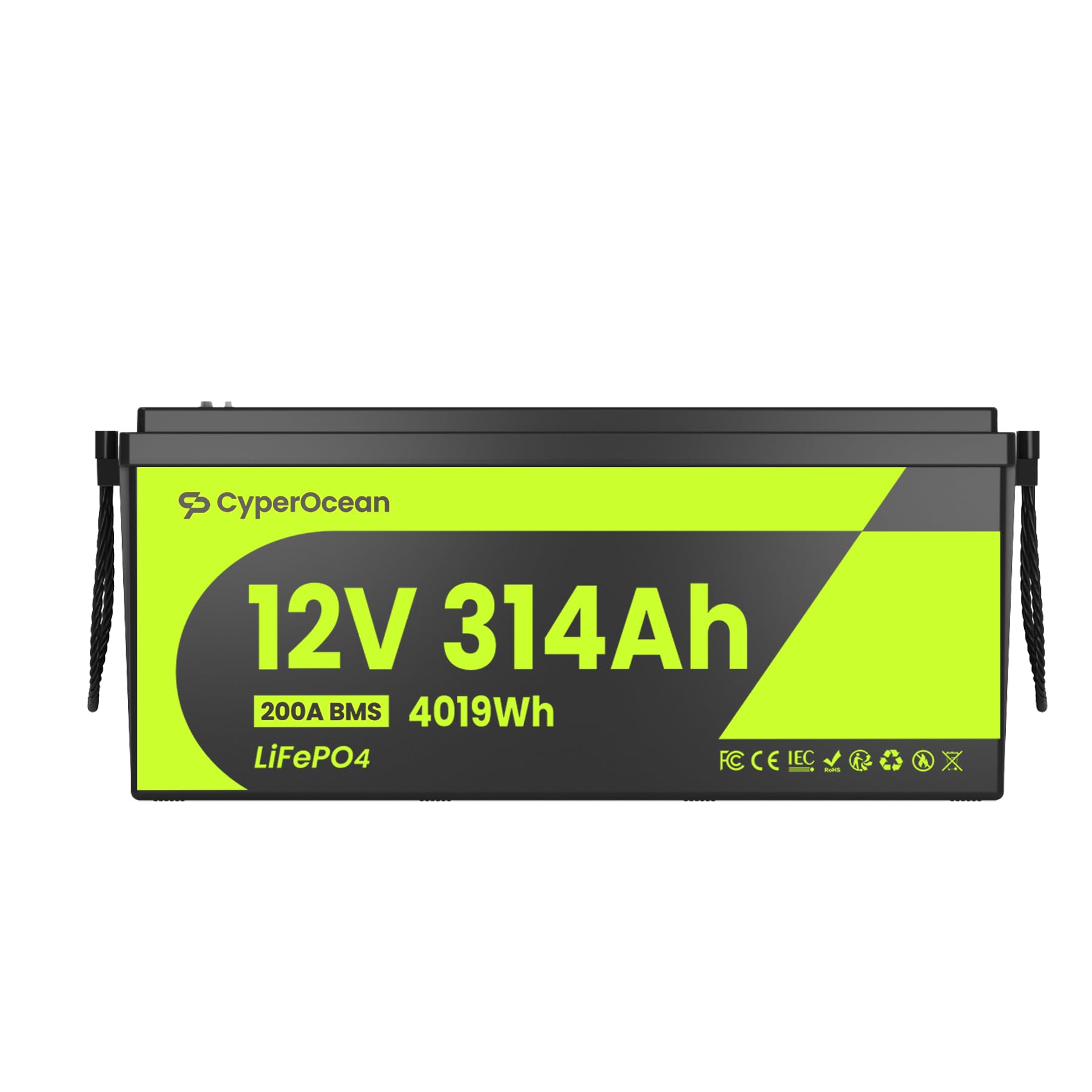 LiFePO4 Batterie 12V 314Ah, 12V Lithium Batterie mit 200A BMS,IP65