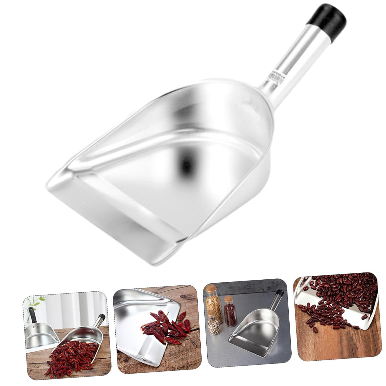 Pelle à Nourriture en Acier Inoxydable Multipurpose Pratique Cuisine Pelle à Riz et Légère et Solide Argentée