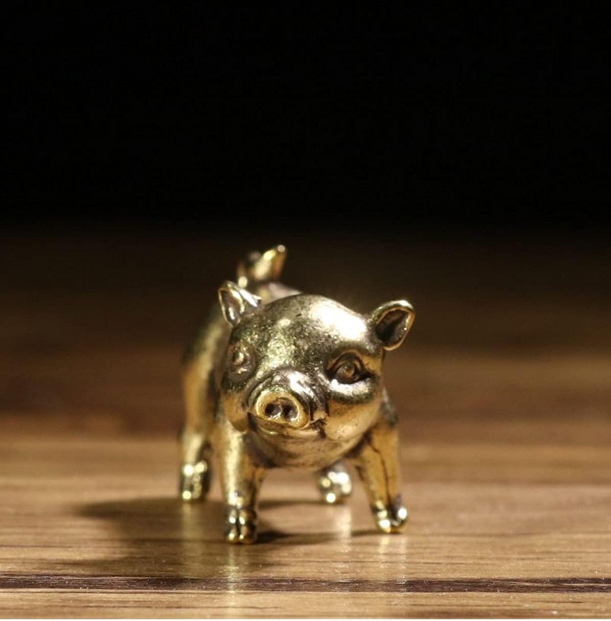 Chinese Feng Shui Brass Mini Pig Decor Statue Figurines for Animal Sculpture Collectibles Gift,Pen Holder image 4