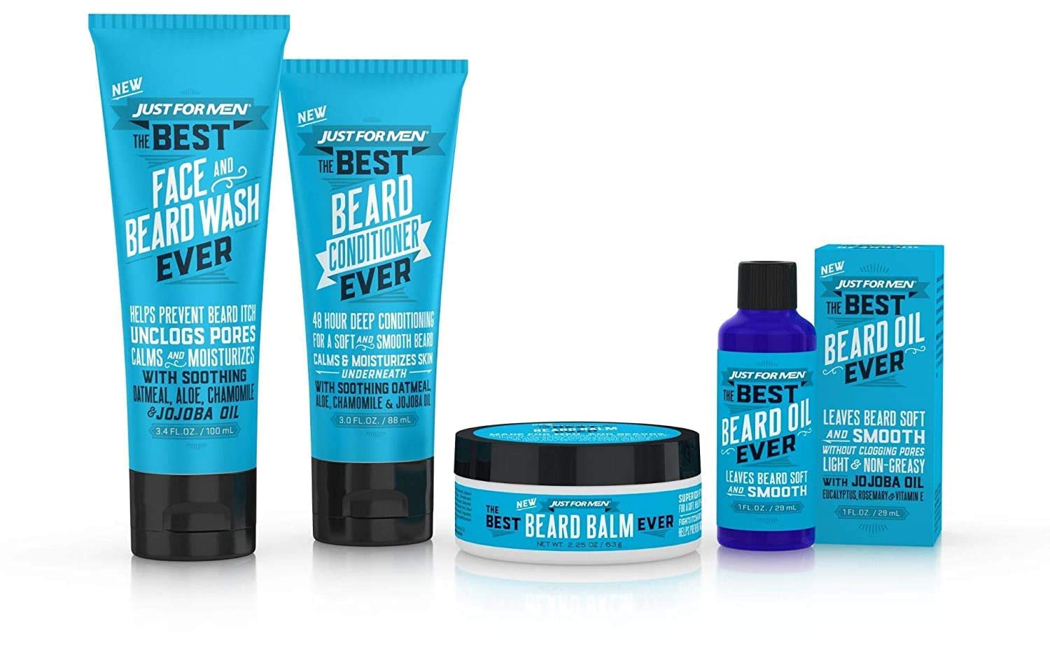 Just For Men The Best Beard Care Kit Ever, Comes with Beard Conditioner,  Beard Balm, Beard Oil and Face & Beard Wash - Made with Aloe, Chamomile and  ...