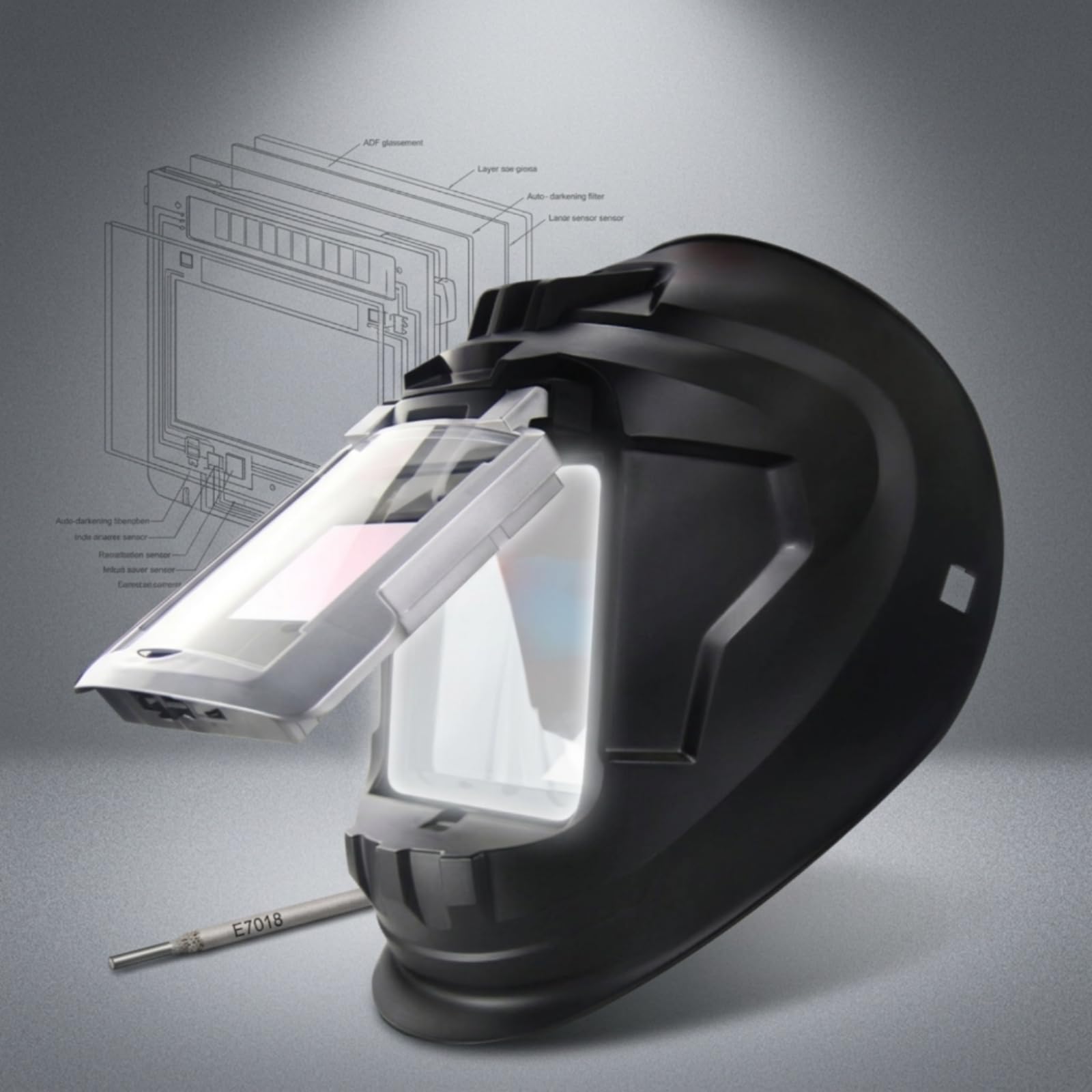 de Soldar Máscara Pantalla Casco Visor con Oscurecimiento Automático Controles Externos de Sombra y Sensibilidad Visor Abatible con Ventana 100 Mm X