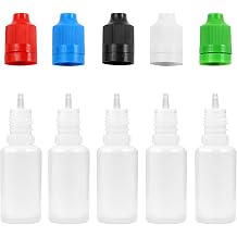 Buhbo 15ml PE Unicorn Pen Plastic Bottle with Child Resistant Tamper Evident Cap 5 Pack Multicolor, Black Blue Green Red White