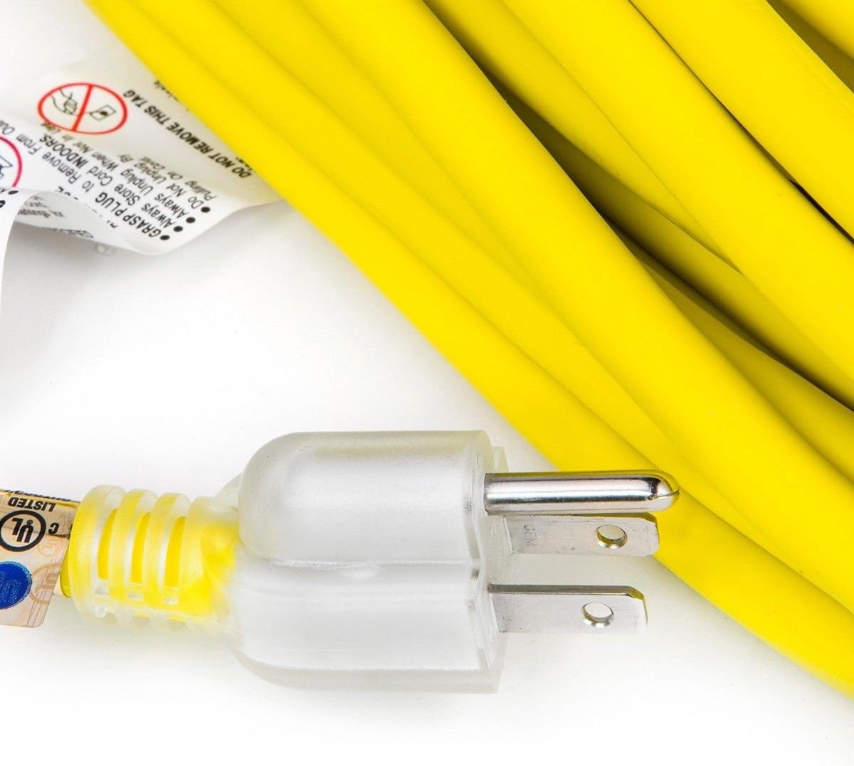 XtremepowerUS 50 ft Heavy Duty Outdoor Extension Cord 10/3 SJTW, Yellow, with 3 Prong Grounded Plug - 15 Amp Power Cord for Lawn, Garden, Appliances