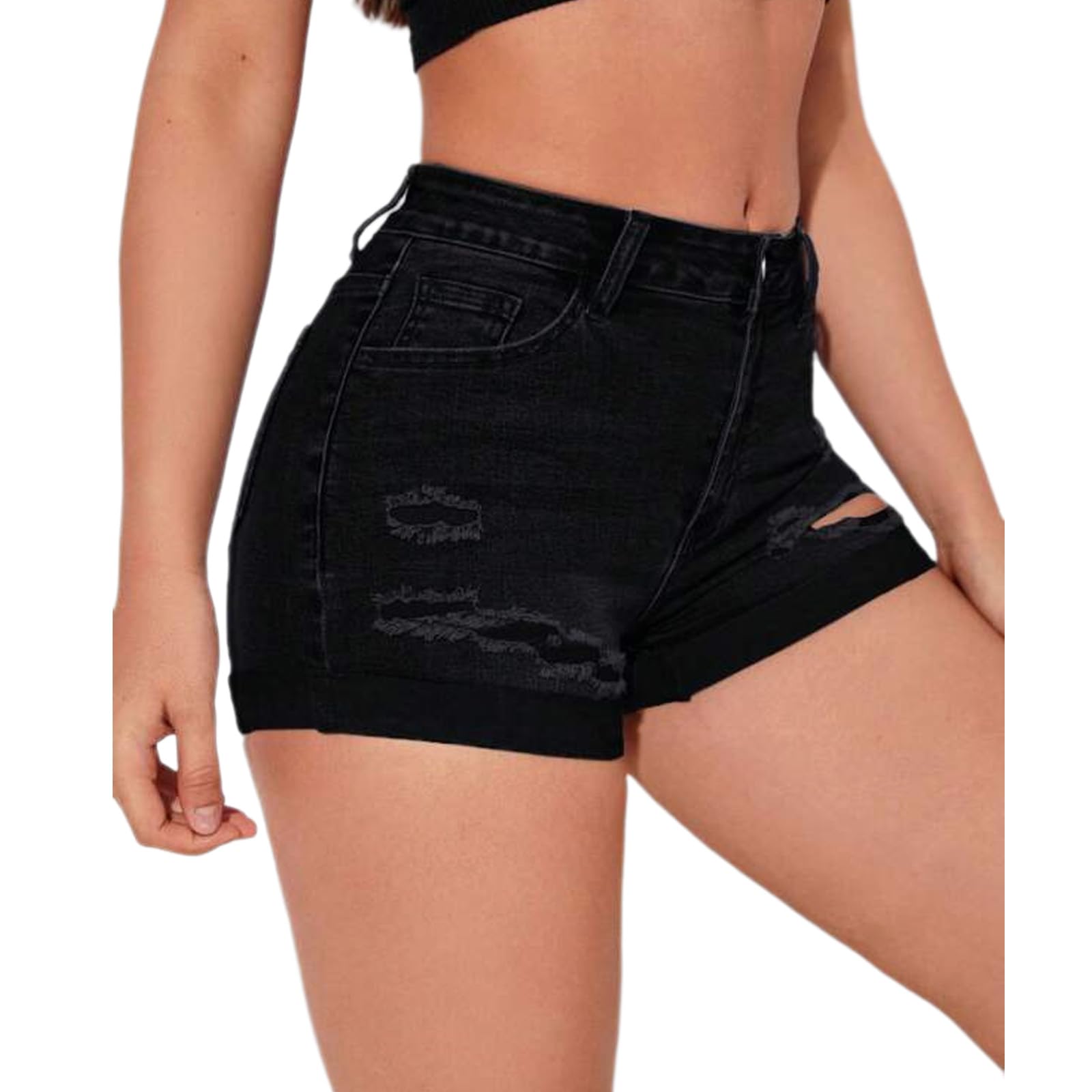 Ripped Black Jean Shorts