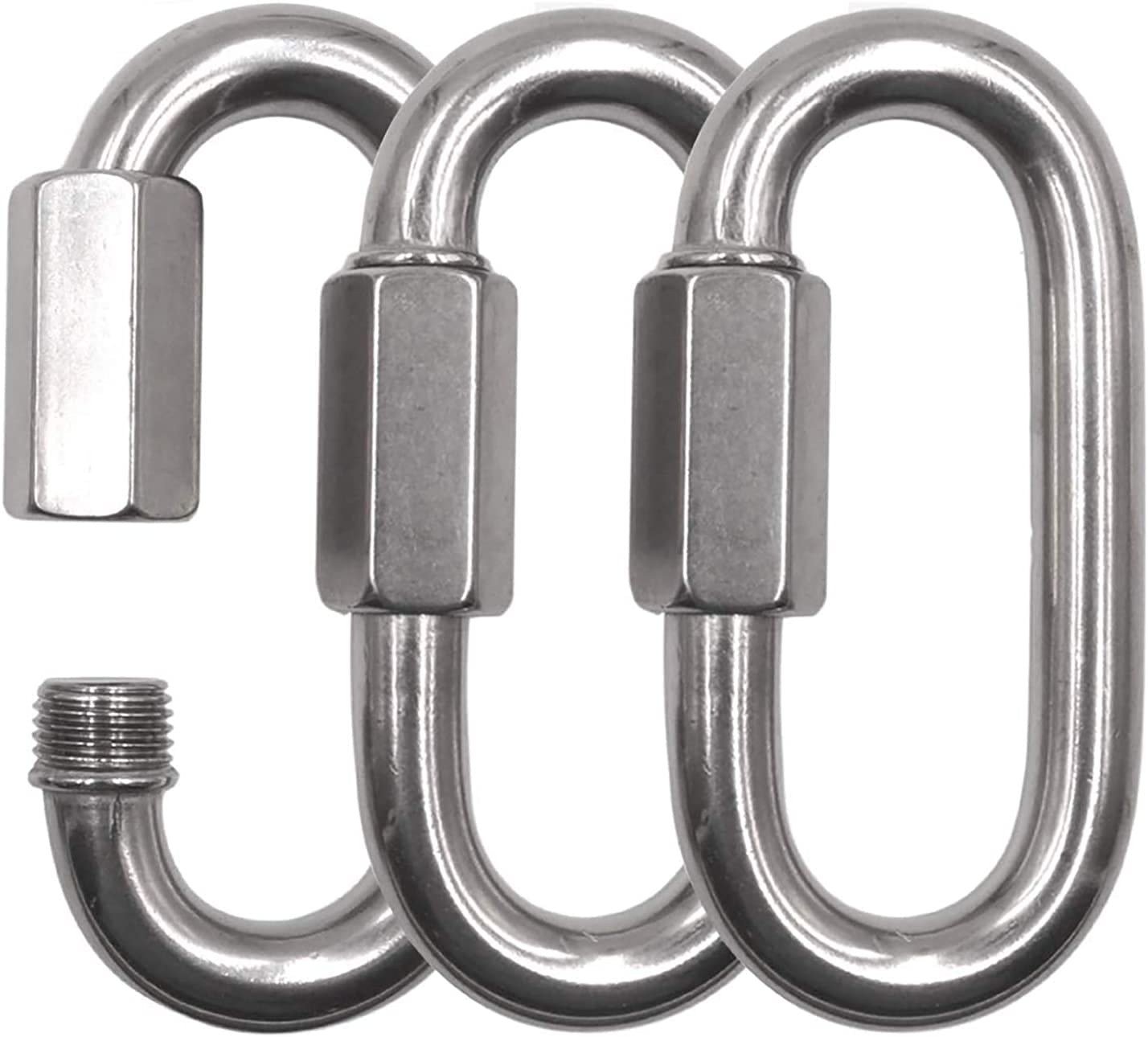 LATRAT Lot de 3 mousquetons à vis M8 en Acier Inoxydable - Maillon d'urgence à vis