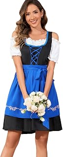 Oktoberfest Outfits Women German Dirndl Dress Traditional Bavarian Plaid October Festival Costume