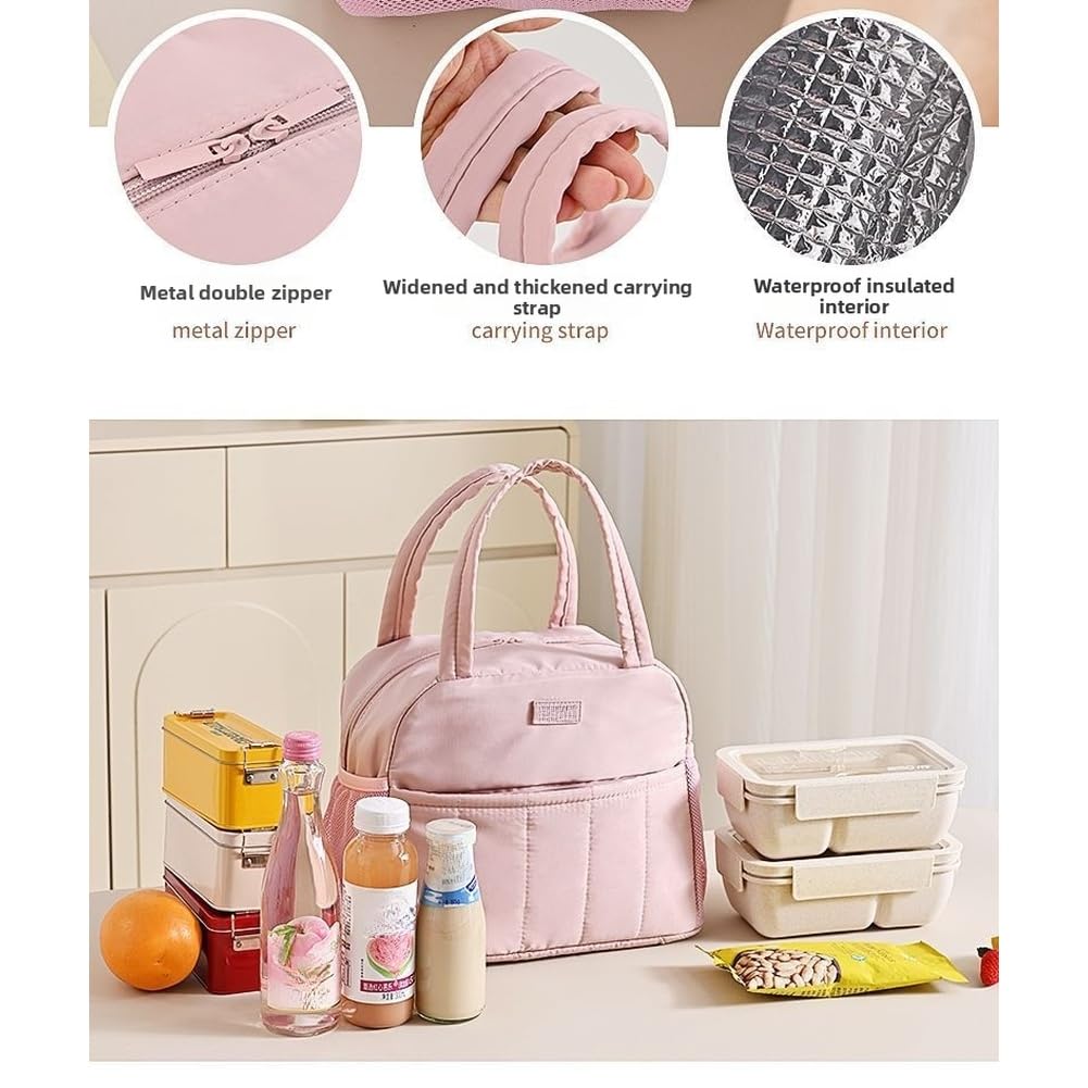 Bolsa isotérmica aislada resistente al agua, 29 x 15 x 24 cm, gran capacidad, con asas dobles para trabajo, pícnic al aire libre, color beige
