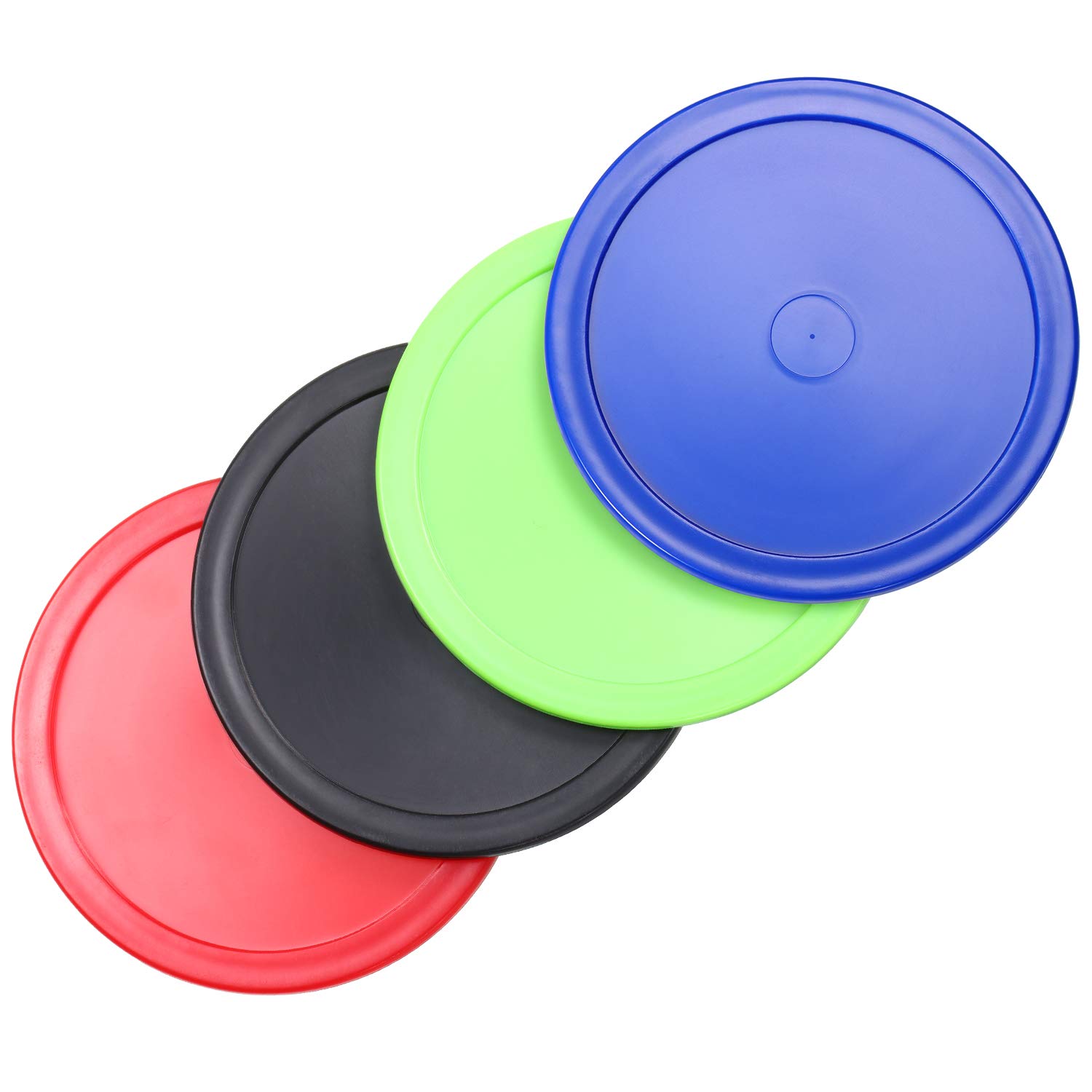 8 discos de hockey de aire de 2.5 pulgadas de repuesto, discos redondos multicolor para hockey aéreo, accesorios de equipo, 0.18 onzas (rojo, verde, azul, negro, 2.5 pulgadas) 6